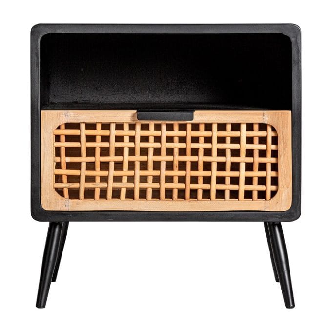 Mesita Auxiliar Abeto Negro Natural Bryan Industrial (48x38x51cm)