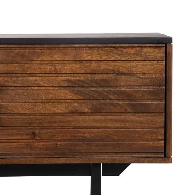 Mueble TV Mango Líneas Marrón Negro Barend (140x40x50 cm)
