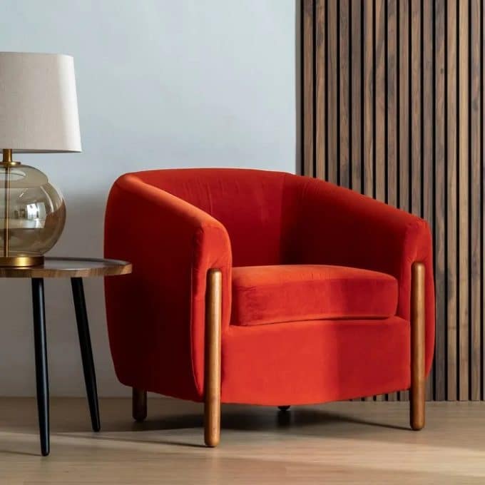 Sillón Tapizado Naranja Oslo, Nórdico (87x80x81cm)