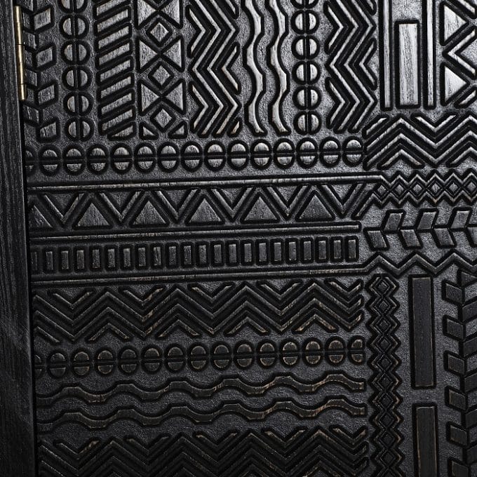 Aparador Negro Grabado Cairo (156x35x93 cm)