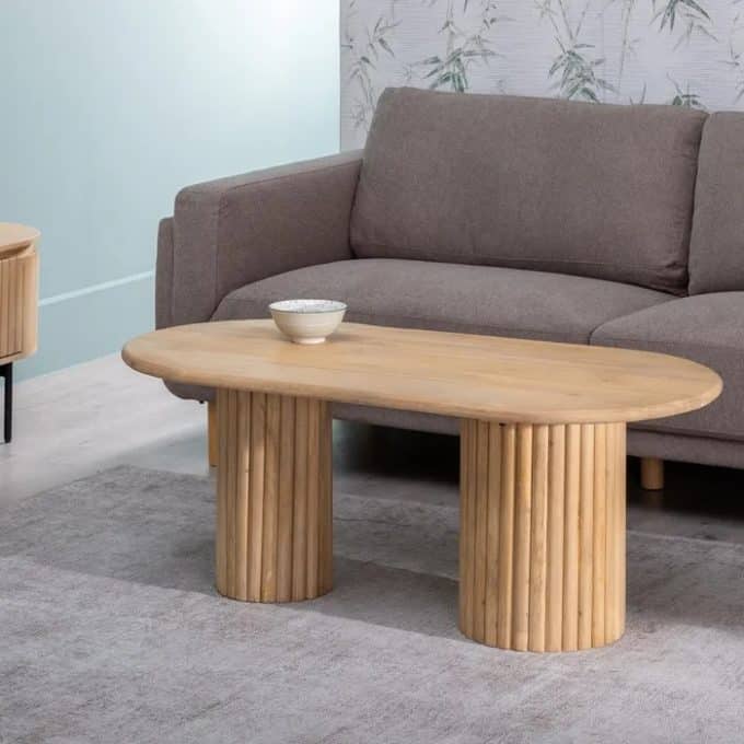 Mesa de Centro Ovalada Mango Dilara, Nórdica (120x60x45cm )