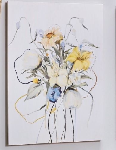 lienzo impreso flores amarillas sobre fondo blanco