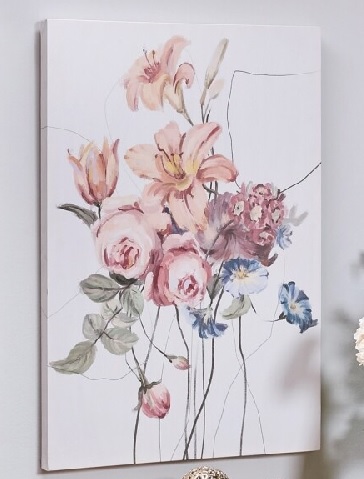 lienzo impreso flores rosas sobre fondo blanco
