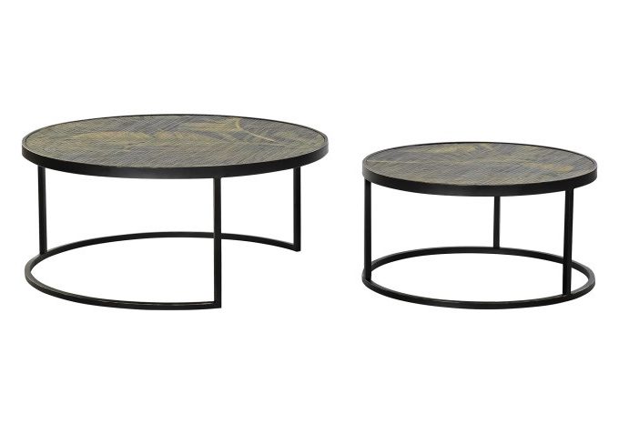 Set 2 Mesas Centro Abeto Palmeras, Tropical (80dx35cm)