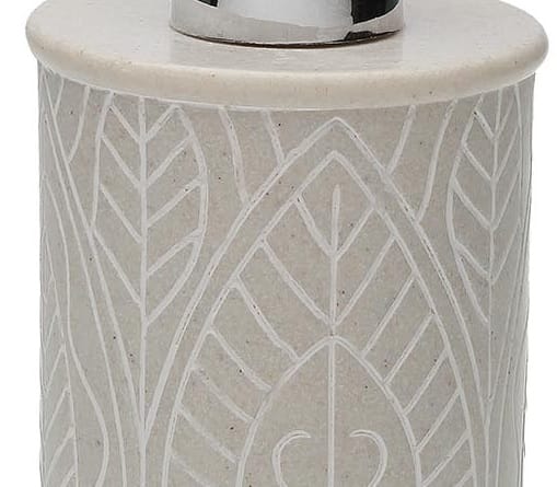 Set Baño Dosificador/Vaso Resina Pizarra Beige Dibujos Geométricos (7,5dx17cm)