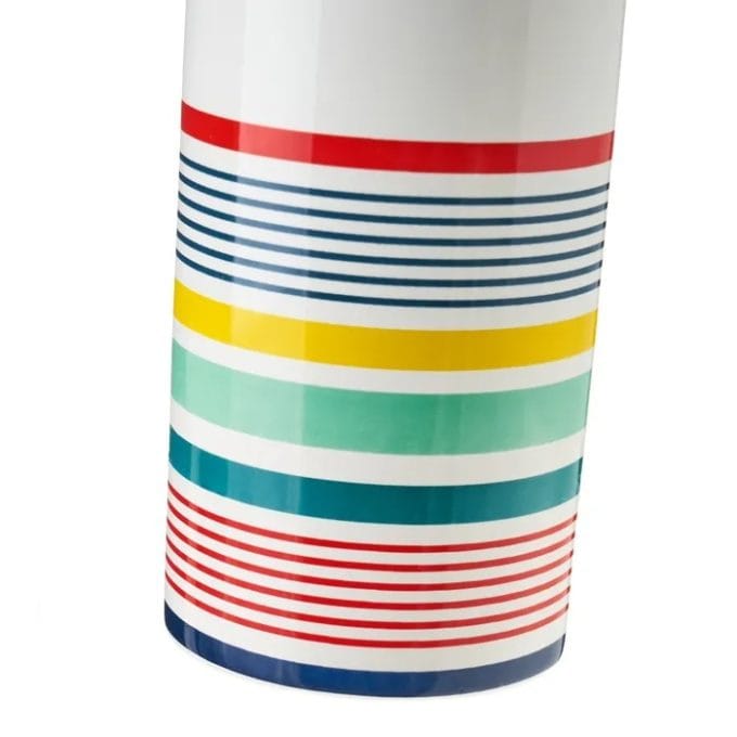 Escobillero Cerámica Blanca Líneas Multicolor (9,5x32cm)
