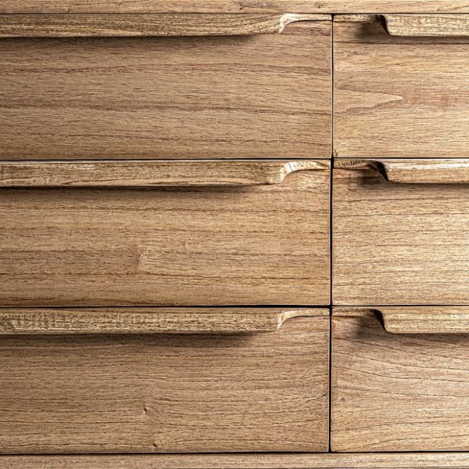 Cómoda Seis Cajones Mindi Natural Luka, Nórdica (150x47x82 cm)