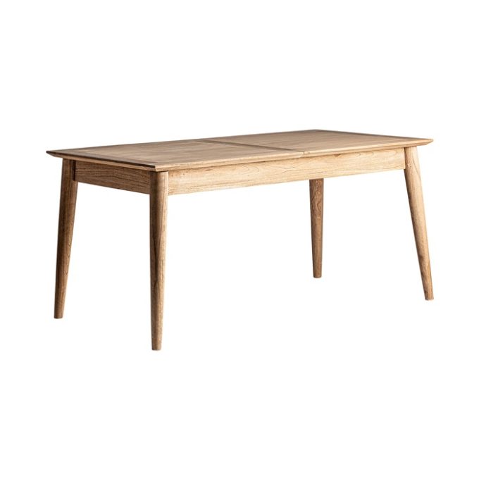 mesa de comedor extensible en madera de mindi natural nórdica 160-220 cm