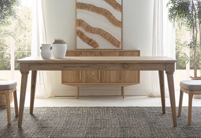 Mesa Comedor Rectangular Mindi Natural Luka, Nórdica (180x90x76 cm)