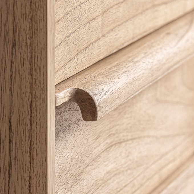 Mesita de Noche Mindi Natural Luka, Nórdica (55x47x63 cm)