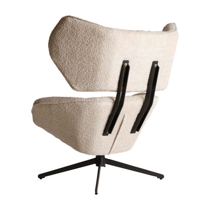 Sillón Giratorio Orejero Bouclé Beige Bard, Contemporáneo (86x90x99 cm)