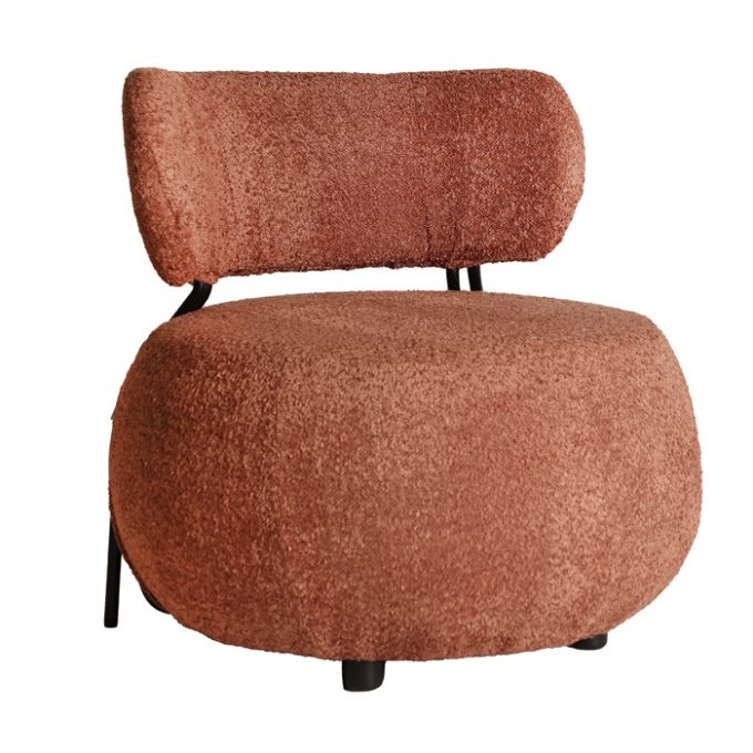 sillón giratorio orejero tapizado tejido algodón rizo bouclé contemporáneo