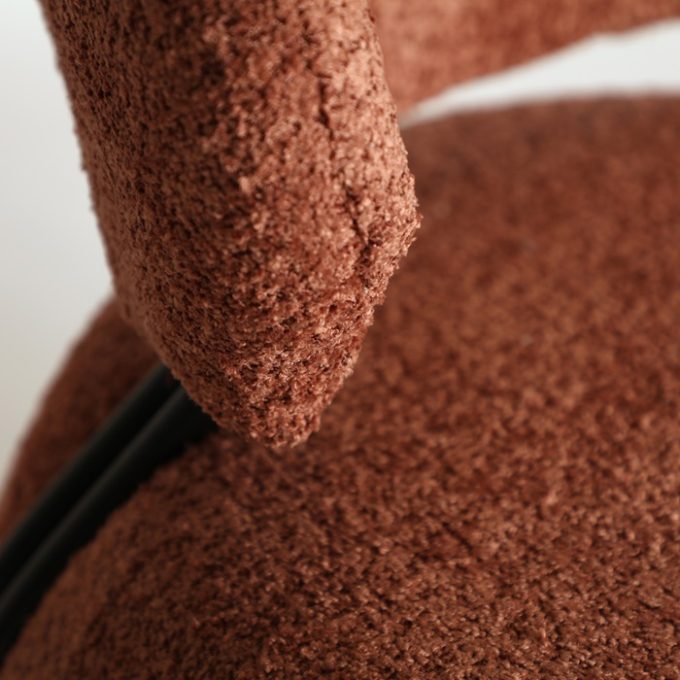 Sillón Redondo Algodón Rizo Terracota Bard, Contemporáneo (75x76x76 cm)