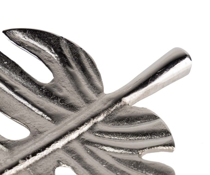 Centro de Mesa Aluminio Alargado Plata Hoja Calada (40x22x3 cm)