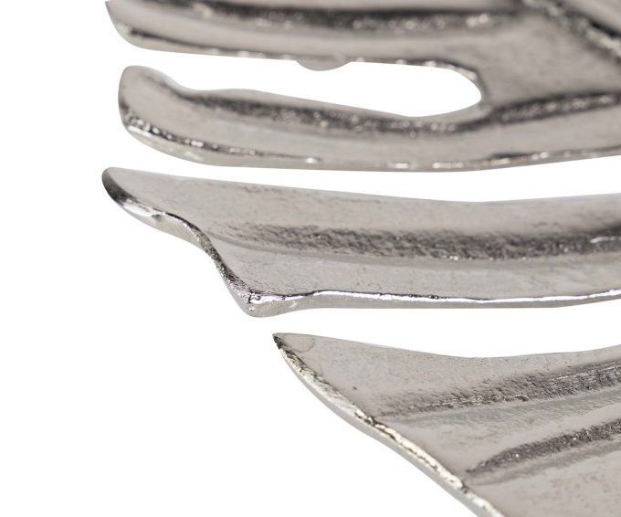 Centro de Mesa Aluminio Plata Hoja Calada (35x28x5 cm)