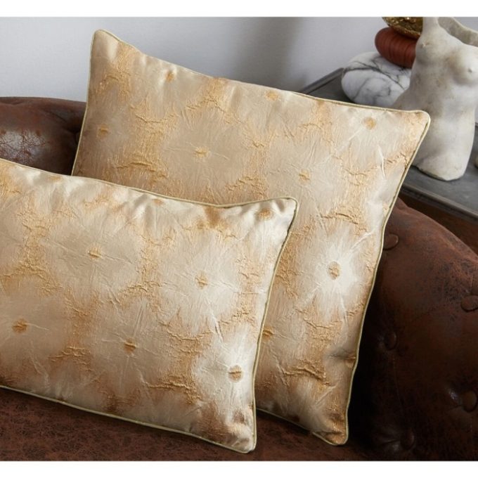 Set 2 Cojines Capitoné Oro-Beige (45x45 cm)