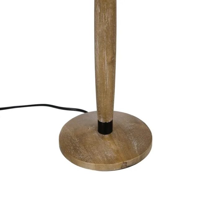 Lámpara Mesa Madera Tulipa Estampada Gris-Mostaza (30dx62 cm)