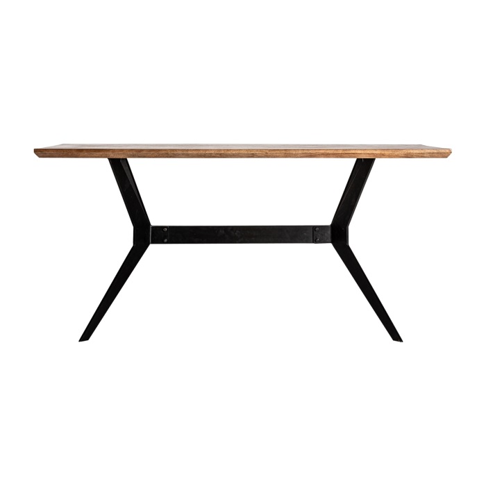mesa de comedor rectangular en mango natural y patas de hierro negro 160 cm