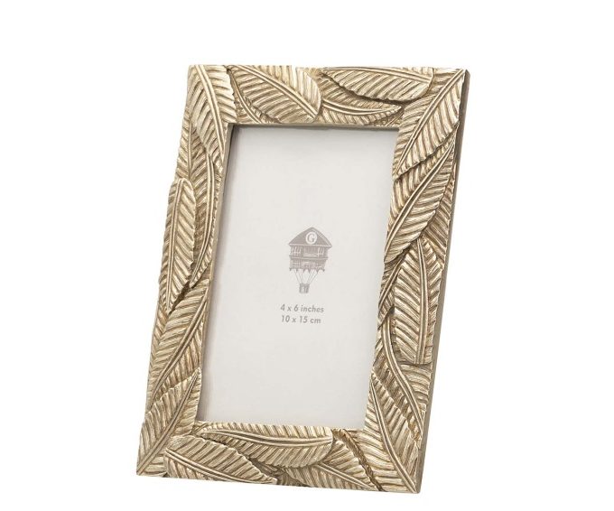 Portafotos Resina Marco Hojas Grabadas Champagne (10x15 cm)