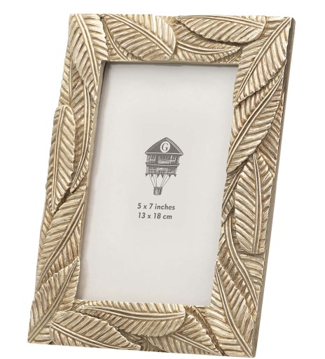 portafotos resina champagne hojas grabadas 13 18 cm