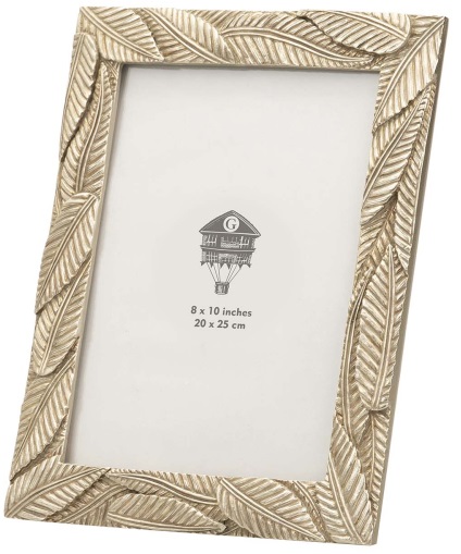 portafotos resina champagne hojas grabadas 15 20 cm