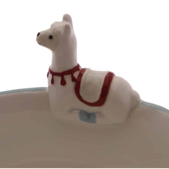 Bol Cerámica Blanco Figura Llama en Relieve (16x14x11 cm)