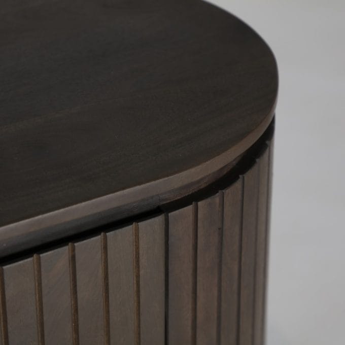 Mueble Tv 4 Puertas Ovalado Mango Oscuro Kai, Art Decó (180x40x50 cm )