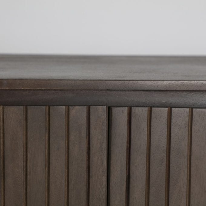 Mueble Tv 4 Puertas Ovalado Mango Oscuro Kai, Art Decó (180x40x50 cm )