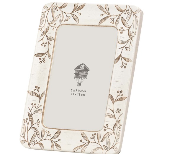 portafotos resina blanco decapado ramas 13 18 cm