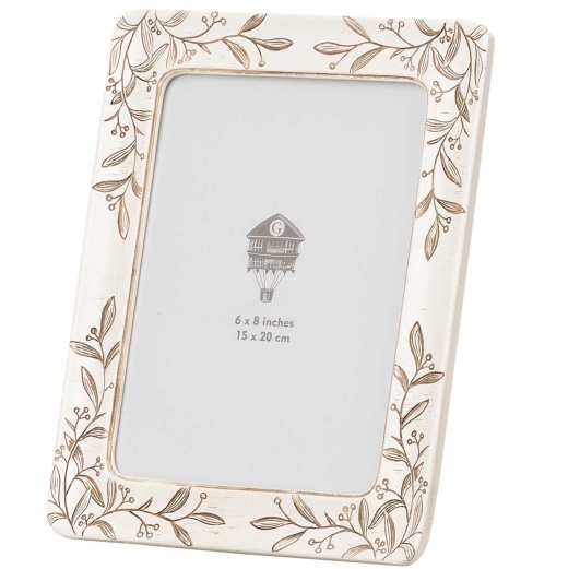 Portafotos Resina Marco Blanco Decapado Ramas Natural (15x20cm)