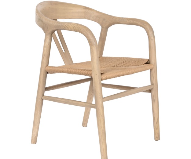 silla madera de olmo natural y asiento de ratán