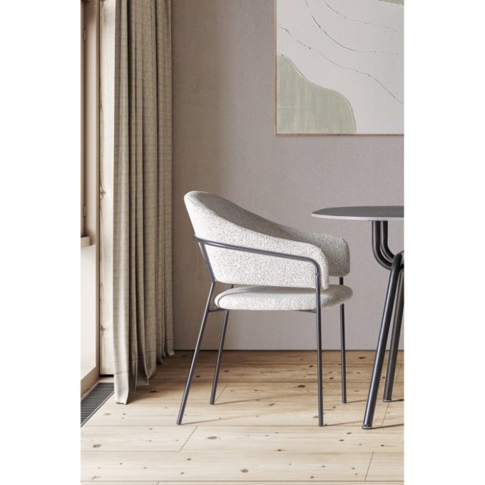 Set 2 Sillas Apoyabrazos Tapizado Gris Albany, Moderno (57x58x82 cm)