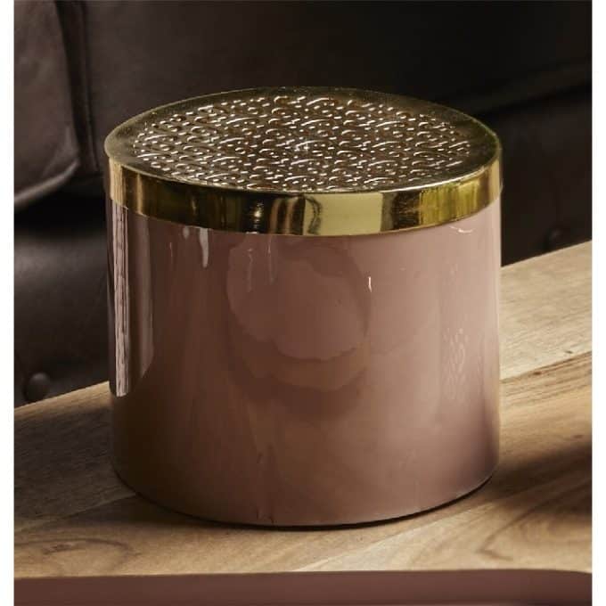 caja metal esmaltada rosa oro