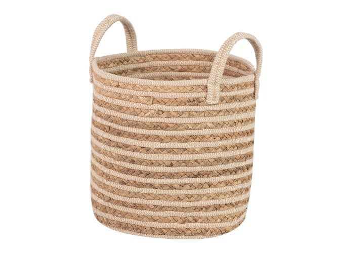 cesta fibra natural trenzada y algodón 41 cm