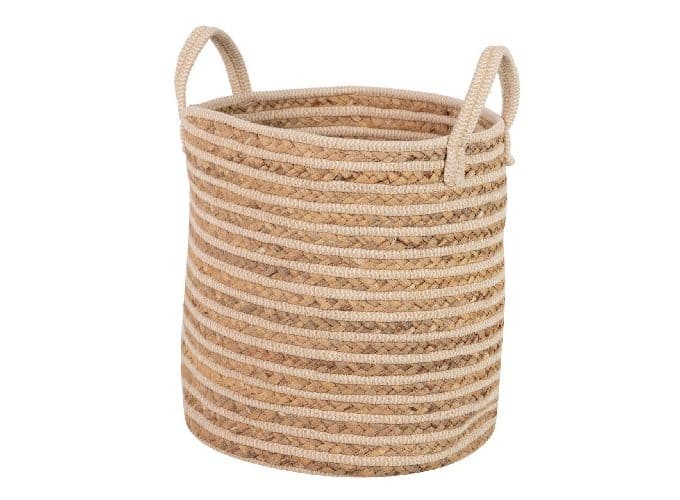 cesta fibra natural trenzada y algodón 41 cm