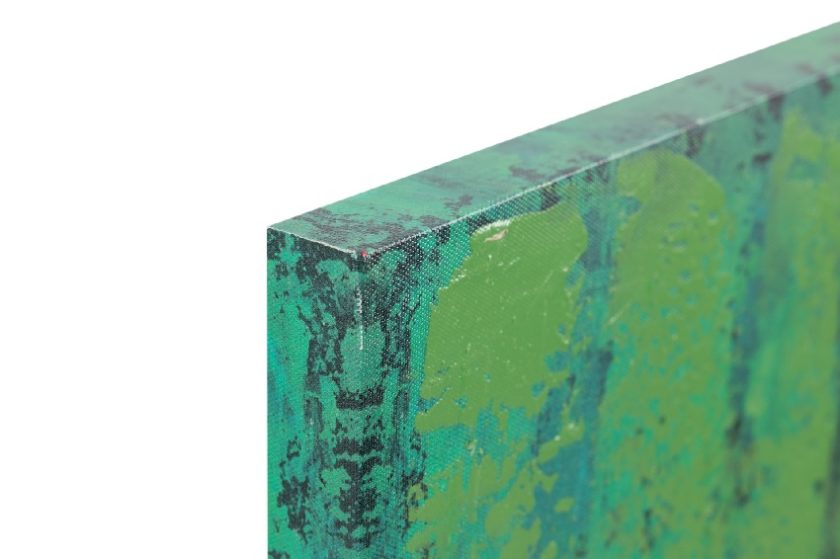 cuadros garzas blancas sobre fondo verde, azul y amarillo