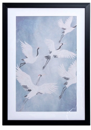 cuadro serigrafiado garzas blancas y azules