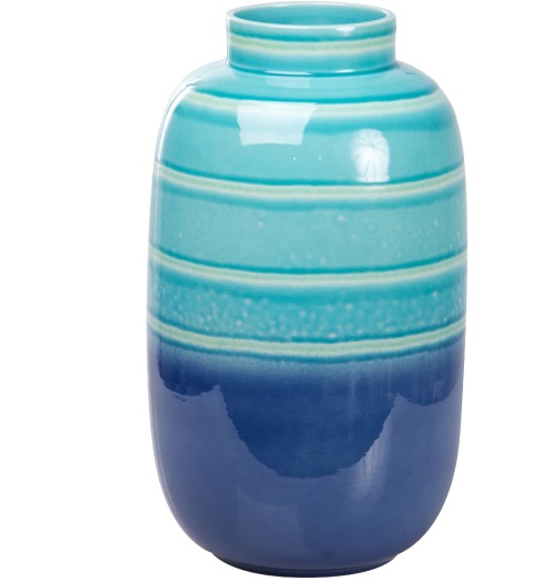 jarrón cerámica azul bicolor