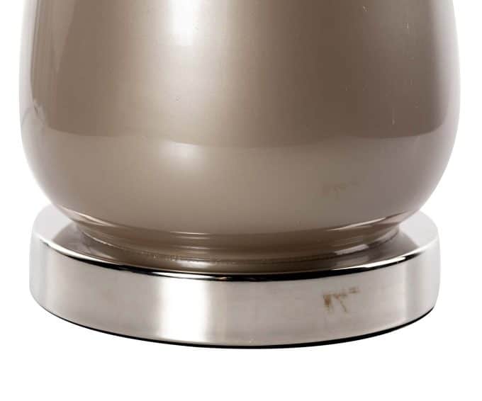 Lámpara Mesa Cristal Beige Gris Carla, Clásica (33dx61cm)