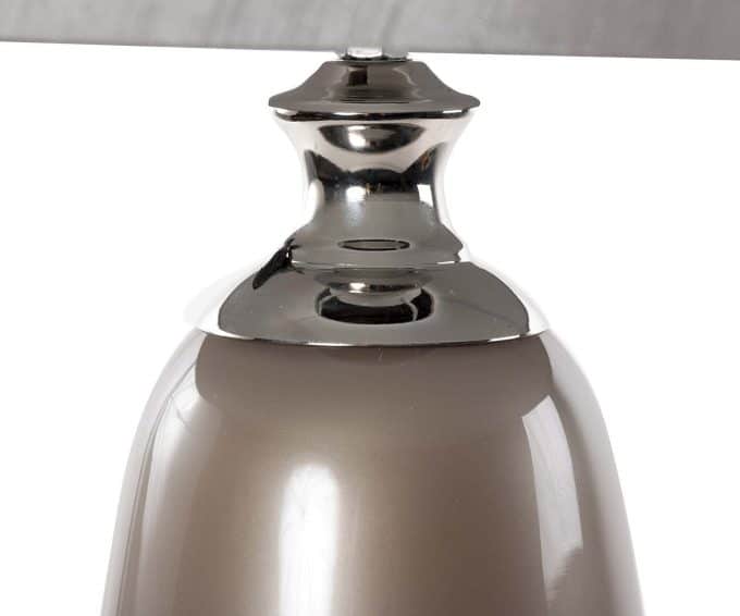 Lámpara Mesa Cristal Beige Gris Carla, Clásica (33dx61cm)