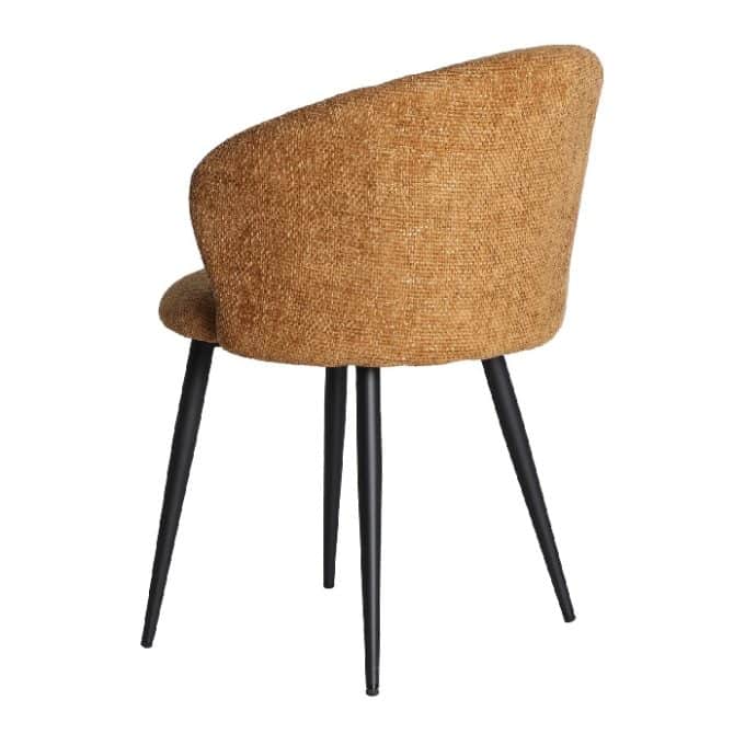 Set 2 Sillas Tapizadas en Chenilla Ocre, Contemporáneas (60x60x79 cm)