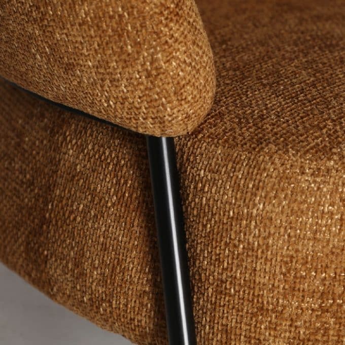 Sillón Redondo Chenilla Ocre Bard, Contemporáneo (85x80x72 cm)