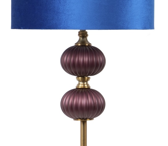 Lámpara Suelo Dorada Morada Azul Ágata, Art Decó (46dx174 cm)
