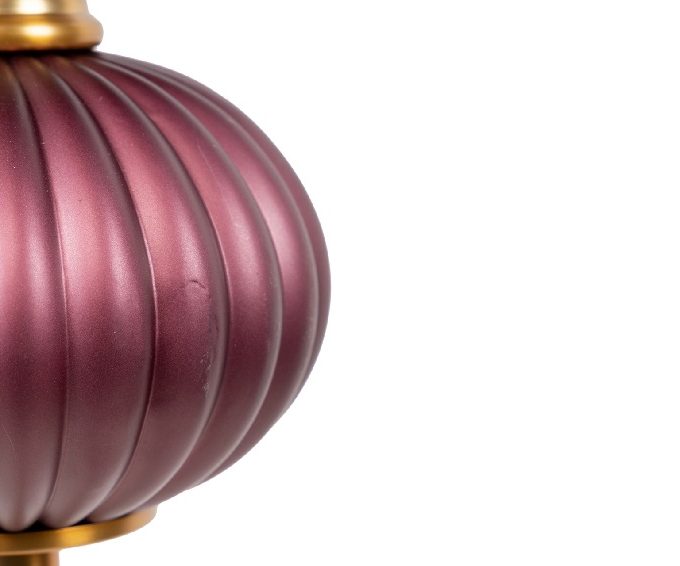 Lámpara Suelo Dorada Morada Azul Ágata, Art Decó (46dx174 cm)