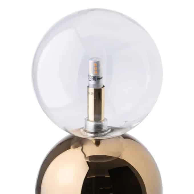 Lámpara Mesa Metal Esferas Cristal Oro ,Moderna (15dx48cm)