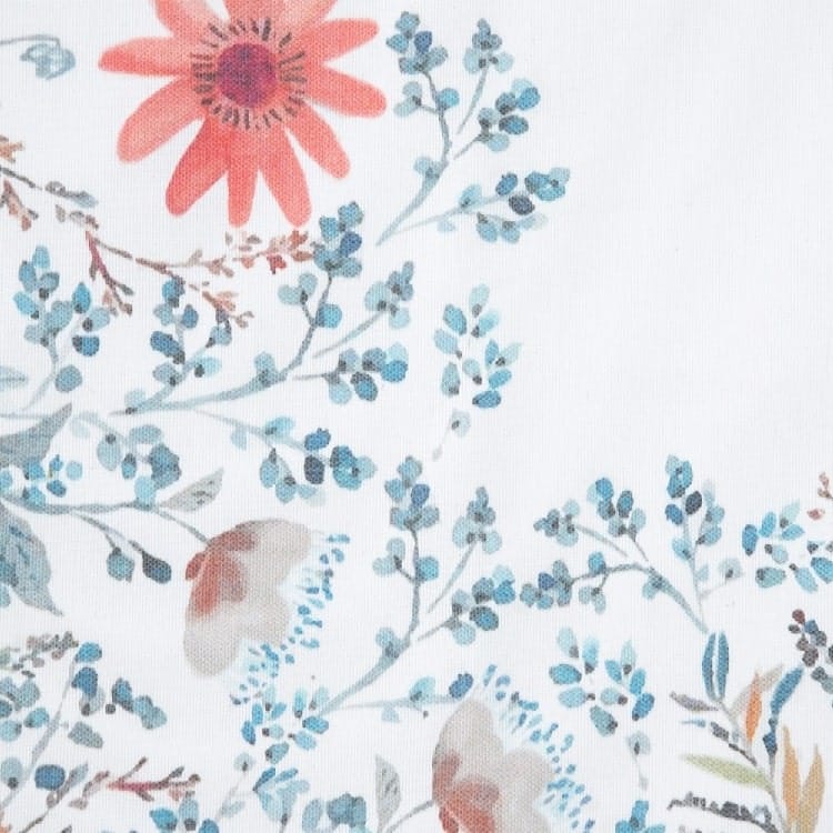mantel antimanchas poliéster y algodón flores rosas y azules 240 cm
