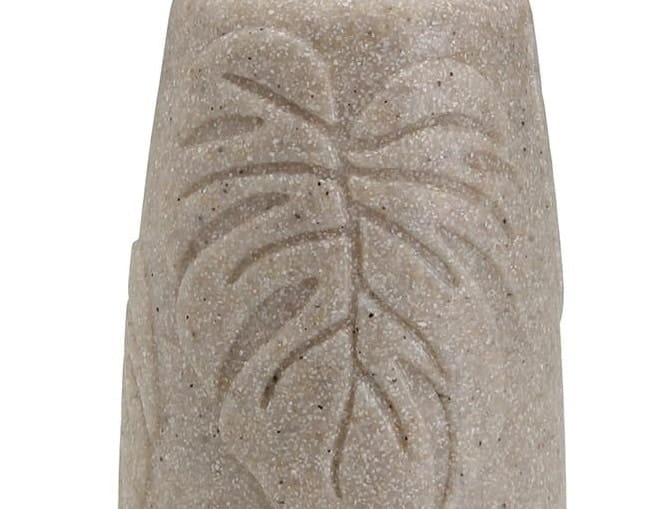 Set Baño Dos Piezas Resina Beige Hoja Grabada Creta (7dx20 cm)