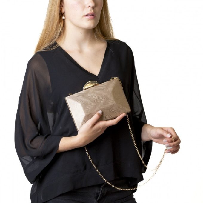 Bolso Fiesta Beige y Dorado (20x3x12cm)