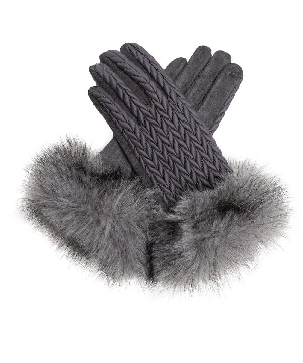 guantes acolchados con flecos en nylon y antelina gris