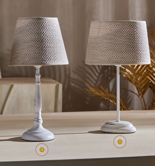 Lámpara Mesa Blanca Decapada Evy, Provenzal (23x14x42 cm)